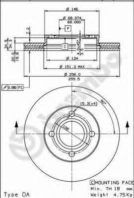 Передний тормозной диск Brembo 09534310
