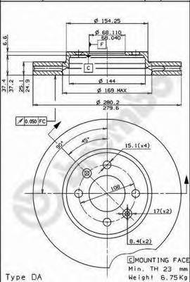 Тормоз дисковый передний Brembo 09522110 цена, от 40.25 USD