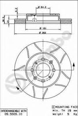 09.5509.75 Brembo disco do freio dianteiro