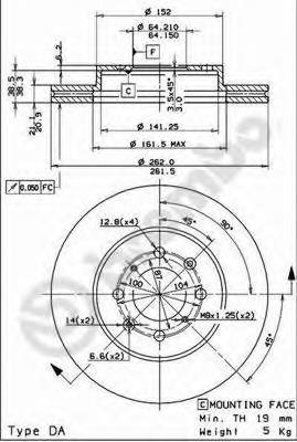Передние тормозные диски 09550911 Brembo