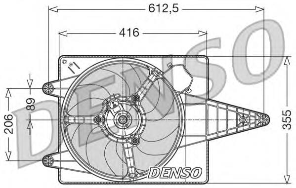 DER01004 Denso difusor do radiador de esfriamento, montado com motor e roda de aletas