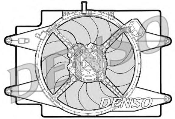 DER01001 Denso difusor do radiador de esfriamento, montado com motor e roda de aletas