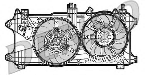 DER09027 Denso диффузор радиатора охлаждения, в сборе с мотором и крыльчаткой