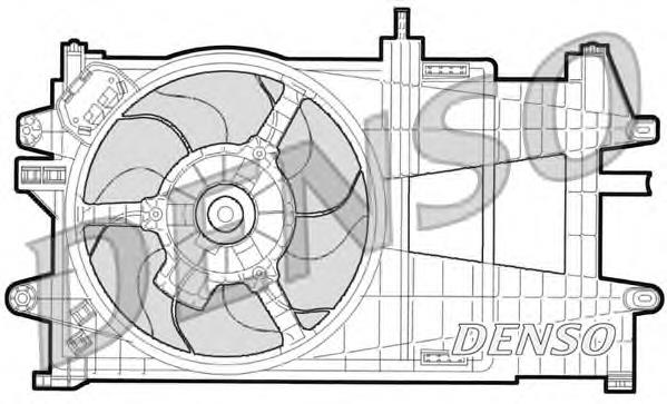 DER09033 Denso difusor do radiador de esfriamento, montado com motor e roda de aletas