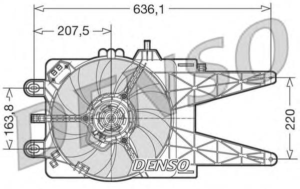 DER09015 Denso difusor do radiador de esfriamento, montado com motor e roda de aletas