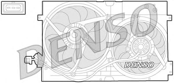 DER32010 Denso difusor do radiador de esfriamento, montado com motor e roda de aletas