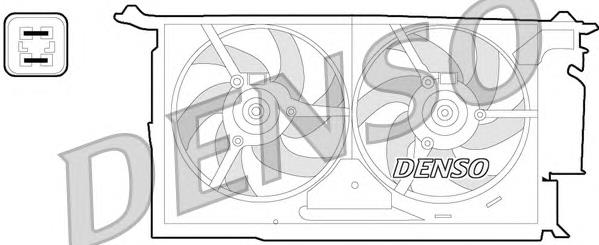 DER21018 Denso difusor do radiador de esfriamento, montado com motor e roda de aletas