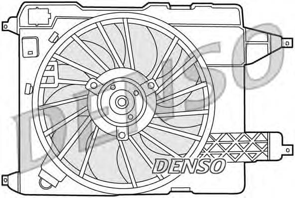 DER23002 Denso difusor do radiador de esfriamento, montado com motor e roda de aletas