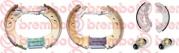 K56012 Brembo sapatas do freio traseiras de tambor, montadas com cilindros, kit