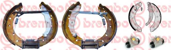 K61072 Brembo sapatas do freio traseiras de tambor, montadas com cilindros, kit