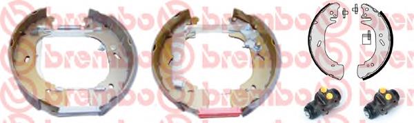 K68069 Brembo sapatas do freio traseiras de tambor, montadas com cilindros, kit