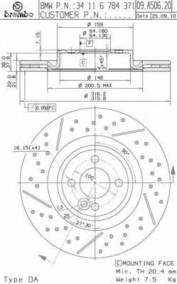 Передние тормозные диски 09A50621 Brembo