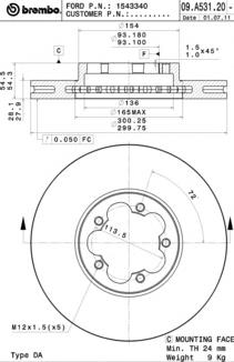 09A53120 Brembo disco do freio dianteiro