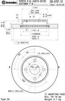 09A70710 Brembo disco do freio dianteiro