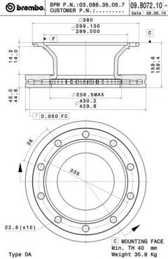 09B07210 Brembo disco do freio dianteiro