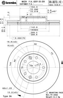 09.B272.10 Brembo disco do freio dianteiro