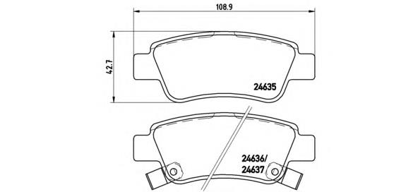 P28046 Brembo sapatas do freio traseiras de disco