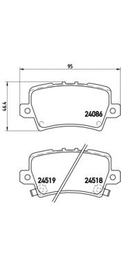 P28038 Brembo sapatas do freio traseiras de disco