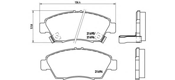 P28023 Brembo sapatas do freio dianteiras de disco