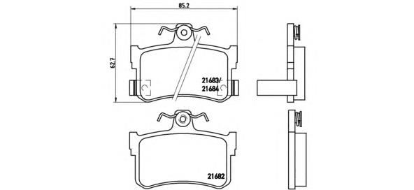 P28027 Brembo sapatas do freio traseiras de disco