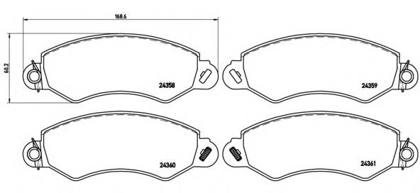 PB1002 Brembo sapatas do freio dianteiras de disco