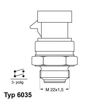 603592D Wahler sensor de temperatura do fluido de esfriamento (de ativação de ventilador do radiador)