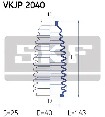 Bota de proteção do mecanismo de direção (de cremalheira) VKJP2040 SKF