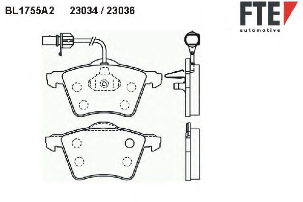 BL1755A2 FTE sapatas do freio dianteiras de disco