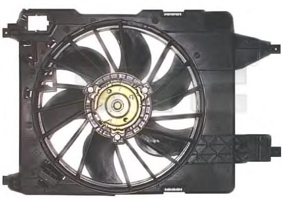 8281004 TYC difusor do radiador de esfriamento, montado com motor e roda de aletas