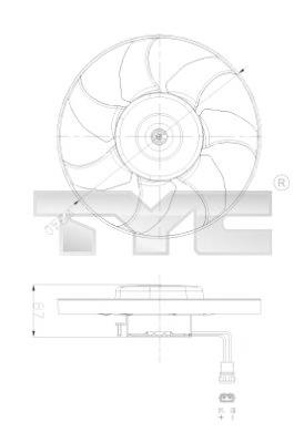 837-0025 TYC ventilador elétrico de esfriamento montado (motor + roda de aletas)