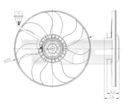 8370036 TYC ventilador elétrico de esfriamento montado (motor + roda de aletas)