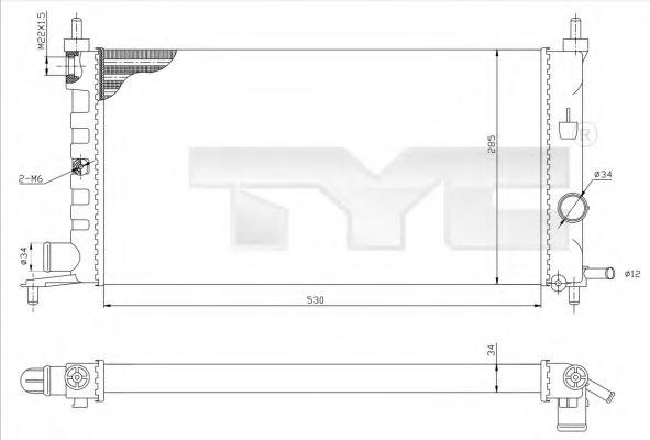 7250020 TYC radiador de esfriamento de motor