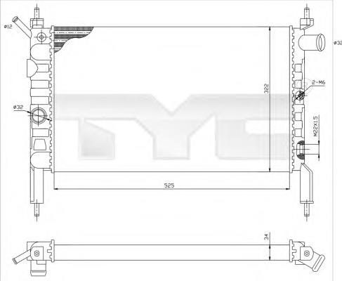 725-0018 TYC radiador de esfriamento de motor