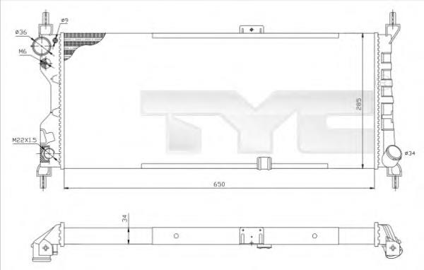 725-0019-R TYC radiador de esfriamento de motor