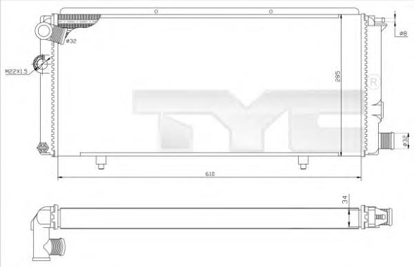 726-0014-R TYC radiador de esfriamento de motor