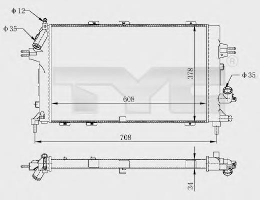 725-0028-R TYC radiador de esfriamento de motor