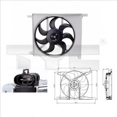 825-0003 TYC ventilador elétrico de esfriamento montado (motor + roda de aletas)