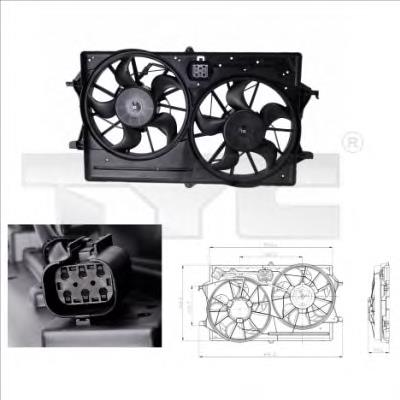 8100016 TYC ventilador elétrico de esfriamento montado (motor + roda de aletas)