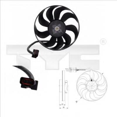 8370001 TYC ventilador elétrico de esfriamento montado (motor + roda de aletas direito)