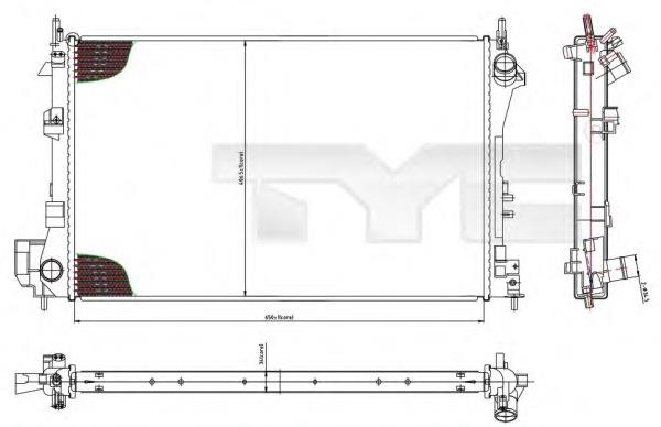 7250010 TYC radiador de esfriamento de motor