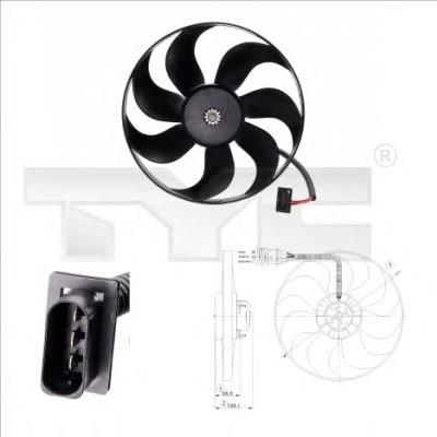8020009 TYC ventilador elétrico de esfriamento montado (motor + roda de aletas)