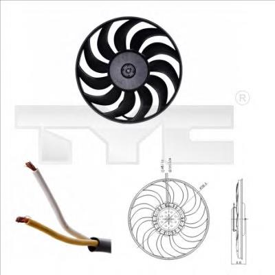 8020051 TYC ventilador elétrico de esfriamento montado (motor + roda de aletas)