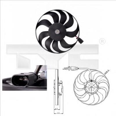 8020001 TYC ventilador elétrico de esfriamento montado (motor + roda de aletas direito)