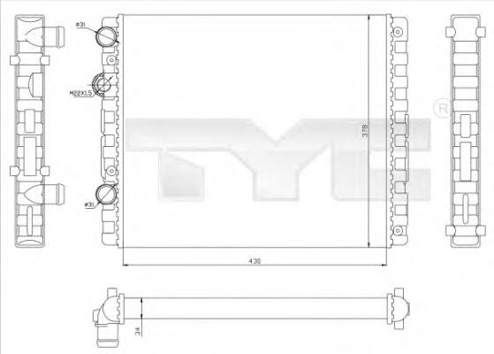 7370040 TYC radiador de esfriamento de motor