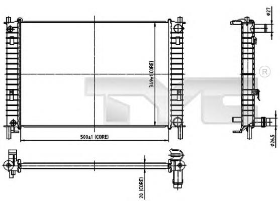 7100030 TYC radiador de esfriamento de motor