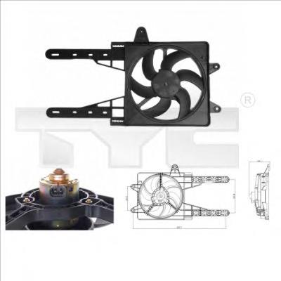 809-0007 TYC difusor do radiador de esfriamento, montado com motor e roda de aletas