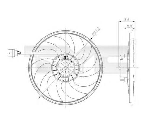 8370037 TYC ventilador elétrico de esfriamento montado (motor + roda de aletas)