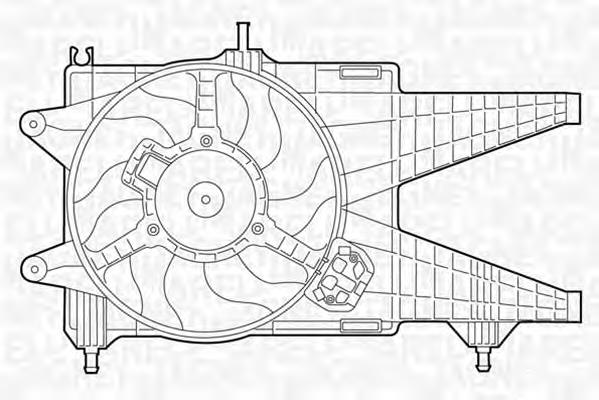 069422020010 Magneti Marelli difusor do radiador de esfriamento, montado com motor e roda de aletas