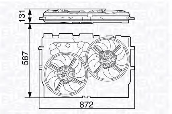 069422582010 Magneti Marelli difusor do radiador de esfriamento, montado com motor e roda de aletas