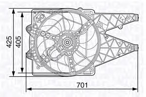 069422472010 Magneti Marelli difusor do radiador de esfriamento, montado com motor e roda de aletas